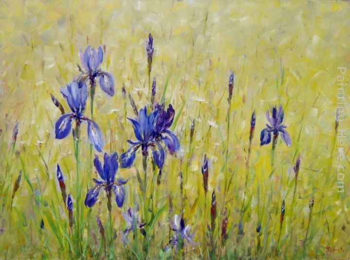 Landscape with Irises painting - Ioan Popei Landscape with Irises art painting